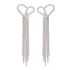 Pendientes de Borla de Diamantes Elegantes de Lujo Amor Moda Pendientes Largos Europeos y Americanos Pendientes S925 Simples de Corazón de Durazno