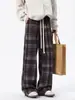 Pantalones a cuadros estilo perezoso para hombre, otoño, holgados, rectos, casuales, modernos, retro, versátiles, juveniles, de pierna ancha