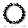 Pulsera de Obsidiana Negra Natural para Mujer con Cuentas de Mantra de Seis Caracteres, Pulsera de Pareja, Regalo de San Valentín para Hombres