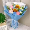 Buquê grande de lã tricotado à mão transfronteiriço girassol rosa flores artificiais finalizado adequado para o Dia dos Namorados Dia das Mães