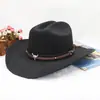 Chapéu de Cowboy Ocidental de Lã Retrô Ornamento de Cabeça de Touro de Metal Fedora de Aba Larga Chapéu de Feltro Jazz Quente à Prova de Vento Outono e Inverno Homens e Mulheres