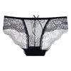 Ropa interior sexy transparente de tiro bajo para mujer, sin costuras, encaje, entrepierna de algodón, transpirable, ultradelgada, malla de puro deseo, calzones para mujer
