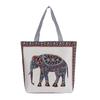 Estilo étnico lona saco grande de lado único jacquard bordado elefante bolsa bolsa de ombro versátil animal padrão bolsa das mulheres