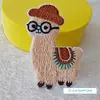 Tecido com Bordado Adesivo de Pano Desenho Animado Alpaca Adesivo Bordado Bolsa Roupas Decoração Acessórios Computador Bordado Jaqueta de Penas Adesivo