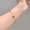 Lujo Ligero y Exquisito Nuevo Estilo Chino Calabaza de la Fortuna y la Bendición Pulsera de Oro Rosa Estilo Antiguo Ancla Roja Completa de Diamante Joyería Literaria