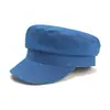 Gorra Militar de Lana de Moda Otoño e Invierno para Mujer Color Sólido Casual Versátil Gorra de Béisbol de Copa Plana Gorra de Periódico Retro Británica
