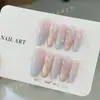 Manicure Feita à Mão: Manicure Degradê Azul Gelo Cobra Dourada, Olho de Gato Suave Dopamina, Visual de Luxo, Efeito Iluminador, Unhas Portáteis Feitas à Mão