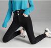 Jeans de Cintura Alta para Primavera e Outono para Mulheres, Novo Estilo 2026, Tamanho Plus, Calça Skinny Preta de Cintura Alta com Design Único