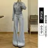 Calça esportiva flare estilo americano para mulheres Outono 2026, nova calça de moletom casual de cintura alta, corte justo, perna larga