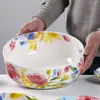 Estilo Omk Cerámica Tazón de Arroz Hogareño Grande Tazón para Sopa de Fideos Creativo Forma Especial Tazón para Ensalada Tazón para Pescado en Escabeche Venta al por Mayor