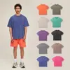Camiseta de Manga Corta para Hombre Algodón Puro Casual Peso Pesado 230g Teñida con Cera Lavada Vintage Holgada Top Venta al por Mayor Camiseta de Hombre