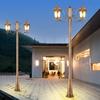 Luz de Calle para Jardín Exterior Impermeable Villa Hogar Patio Luz Iluminación Patio de Doble Cabeza 3 m Estilo Europeo Retro Luz de Poste Alto