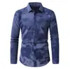 Nueva camisa de manga larga a rayas para hombre con estampado, camisa casual de negocios transfronteriza, camisa de talla grande con estampado digital
