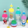 Taza de plástico de panda de dibujos animados creativa Valor de color alto de la red roja Taza linda para niños Taza de plástico con pajilla Disponible al por mayor