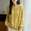 Nuevo Cárdigan de Punto con Cuello Alto y Mangas Largas para Mujer Otoño/Invierno 2026 Color Sólido Hueco Holgado Versátil Prenda Exterior