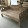 Nueva Cama Luohan de Madera Maciza Estilo Chino, Olmo Viejo del Norte Tallado Antiguo Sofá Cama Moderno Sencillo para Apartamento Pequeño con Acabado Blanco