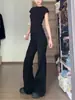 Jeans negros de corte acampanado con forro de polar para mujer, nuevo estilo otoño 2026, de cintura alta, adelgazantes, no ajustados, para figuras petite