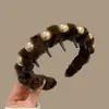 Tiara Dentada de Coroa Alta para Mulheres 2025 Nova Simples de Tecido Versátil Grampo Antiderrapante Tiara para Uso Diário Pacote de Cabelo