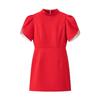 Vestido de Verano para Mujer Estilo Europeo y Americano 2024 Nuevo Rojo Cuello Alto Decorado con Lazo 1102