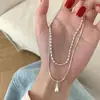 Colar Dupla Camada com Pingente Criativo de Gota d'Água, Luxo Acessível Design de Nicho, Corrente para Clavícula Doce e Cool de Alta Qualidade, Colar Exquisito e Versátil