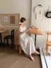 Tiro Real de Vestido Largo de Verano Elegante para Mujer Estilo Francés Nuevo Inspirado en Estilo Ins Coreano con Cintura Ajustada y Ribete de Encaje Ropa de Mujer