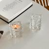 Ins Transparente Cristal De Vidro De Gelo Castiçal Europeu Retro Enfeites De Mesa Romântico À Luz De Velas Decoração De Jantar