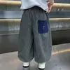 Pantalones de Otoño para Niños 2026 Nuevo Estilo Coreano Holgados a Cuadros de Pierna Ancha para Niños Primavera y Otoño Pantalones Curvos para Bebé