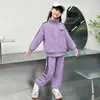 Conjunto Casual con Cremallera para Niñas Primavera y Otoño 2026 Nuevo Atuendo de Moda para Niños Mayores Ropa Deportiva de Otoño Trendy para Niños