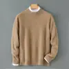 Suéter Grueso Cálido de Alta Calidad para Hombre 100% Lana con Cuello Semi Alto, Capa Base Amigable con la Piel