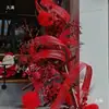 Tiras de Bambu Macias Arte Floral Tingidas Tiras de Bambu Vermelhas Tiras de Bambu Hotel Casamento Decoração Adereços Design