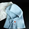 Balaclava de Lã com Pelo de Coelho e Fivela Colorida Divertida Chapéu Feminino para Outono e Inverno Proteção Quente para Orelhas Chapéu de Tricô Baotou