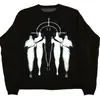 Suéter de punto jacquard bidimensional de cuello redondo holgado de moda transfronterizo de otoño e invierno Harajuku unisex subcultura manga larga al por mayor