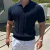 Polo de manga corta tejido Seiko con textura de malla hueca para hombre, verano, estilo coreano, estilo maduro ligero, camiseta