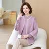 2024 Novo Estilo Top Suéter Outono e Inverno para Mulheres de Meia-idade e Idosas com Forro de Lã Espessado Estilo Ocidental Conjunto de Duas Peças Tricô de Outono para Mãe