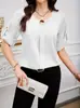 Nueva Ropa de Trabajo Versátil para Negocios Cuello Redondo Manga Enrollada Diseño Sencillo Elegante Moda Casual Camisa para Mujer Conjunto Elegante