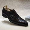 Estación Independiente Comercio Exterior Nuevo Otoño 2025 Zapatos de Cuero de Punta con Doble Hebilla Británica con Estampado de Serpiente Casual para Hombre Ropa Formal para Hombre
