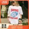 Site Independente Tamanho Europeu Estética Retrô Camiseta de Peixe em Lata Camiseta Gráfica Fofa para Foodies Camiseta de Sardinha Portuguesa