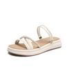 ZHR usa pantuflas para dos y 2024 para el verano, sandalias romanas de pedrería, sandalias coreanas de moda de suela gruesa, zapatos de mujer