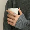 Anillo texturizado de plata de ley S925 para mujer, diseño abierto ajustable, estilo de nicho de alta gama, anillo versátil de lujo ligero para el dedo índice, nuevo