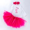 Conjunto de tres piezas de vestido de princesa para niña de 0 a 2 años, de manga larga y color liebre, hecho a mano, estilo transfronterizo de primavera
