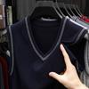 Suéter de Lana de Gama Alta para Hombre, Chaleco sin Mangas de Cuello en V, Otoño e Invierno, Casual, Suéter de Punto para Padre de Mediana Edad y Anciano, Venta al por Mayor