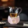 Plataforma de Loto Quemador de Incienso de Vidrio Calentador de Té de Cerámica Calentador de Té para el Hogar Tostador de Té Base de Calentamiento con Velas Chimenea de Aroma