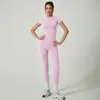 Tops Populares Transfronterizos de Manga Corta con Camisetas Interiores, Secado Rápido Ajustados de Yoga Cuello Redondo para Mujer Tops Deportivos de Manga Corta para Correr al Aire Libre para Mujer