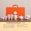 Juego de Té Kung Fu Paisaje en Color Bajo Esmalte Pintado a Mano, Juego Completo de Porcelana Blanca Mate Estilo Chino Taza con Tapa Tetera, Lavabo para Té, Caja de Regalo de Alta Gama