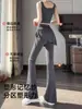 Novas Calças Flare Plus Size para Mulheres 2026, Calça Saia Micro Flare para Yoga, Saia Cobertura Esportiva Fitness Primavera e Outono, Calças Tubarão