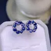 Aretes de Zafiro Natural, el Color es Bueno y las Cuentas son Todas Finas. Plata S925 Finamente Incrustada con Piedra Principal Tamaño 3*3mm