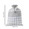 Bolsa de algodón con cordón a cuadros navideña creativa personalizada más vendida transfronteriza bolsa de regalo de Navidad fácil de tirar