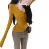 Jengibre Blanco Sexy Deseo Puro Camiseta Base Otoño e Invierno Look Adelgazante Cuello V Top Interior para Mujer