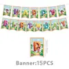 Decoraciones para fiesta de cumpleaños de niña transfronteriza: Guirnalda de mono Dora, decoraciones colgantes en espiral, vasos de papel, platos de papel, mantel, globos