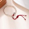 Nuevo Estilo Chino Acuñado Plata Rota Cuerda de Mano Bestia Tragadora de Oro Hecho a Mano Pulsera de Cuerda Ajustable Cuerda de la Paz Pulsera de la Fortuna